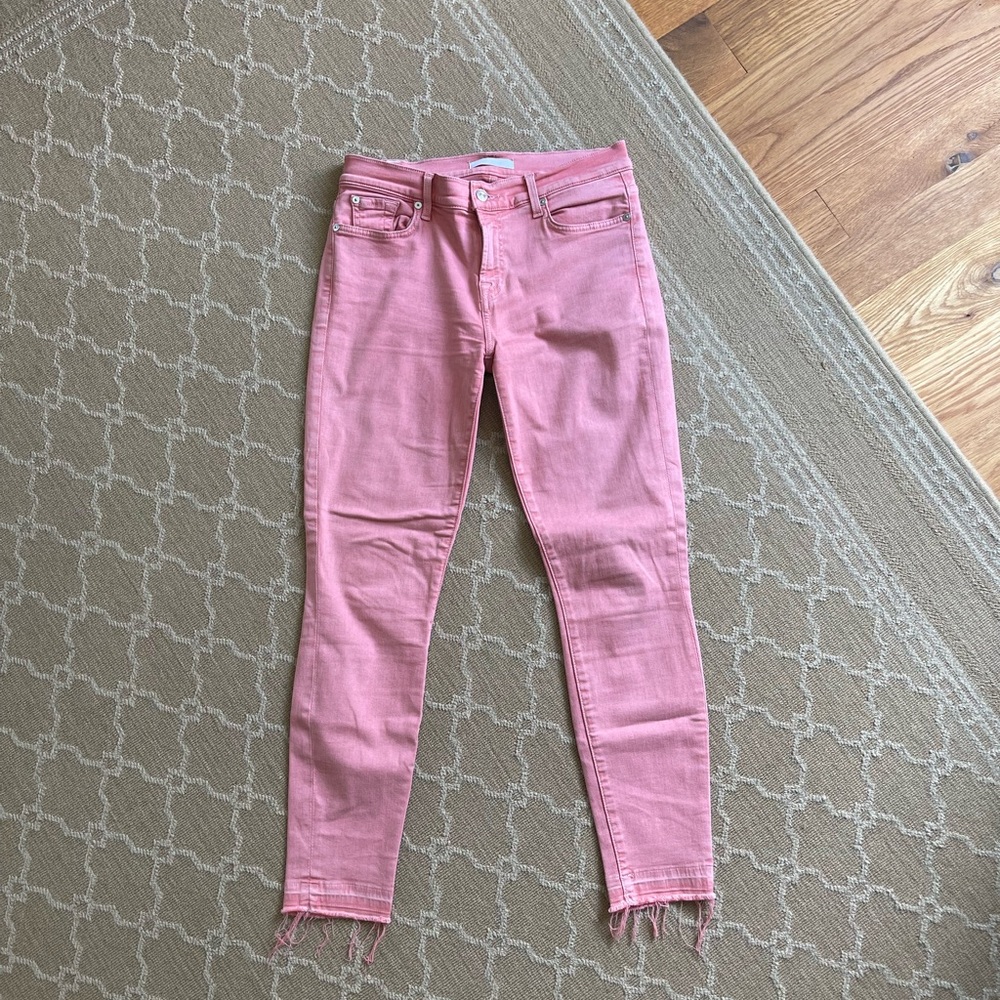 7 For All Mankind.  Stretch Pink Skinny Jean.